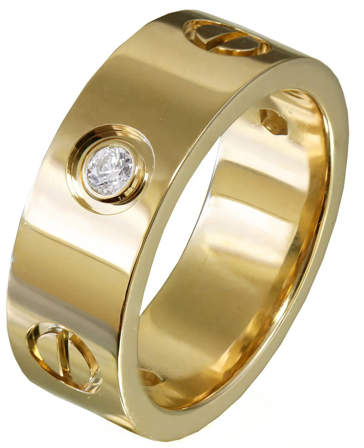 14 Ayar Altın Cartier Motifli Taşlı Yüzük